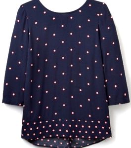 Joules 'Leah' Navy Polka Dot Woven Blouse Sz.4